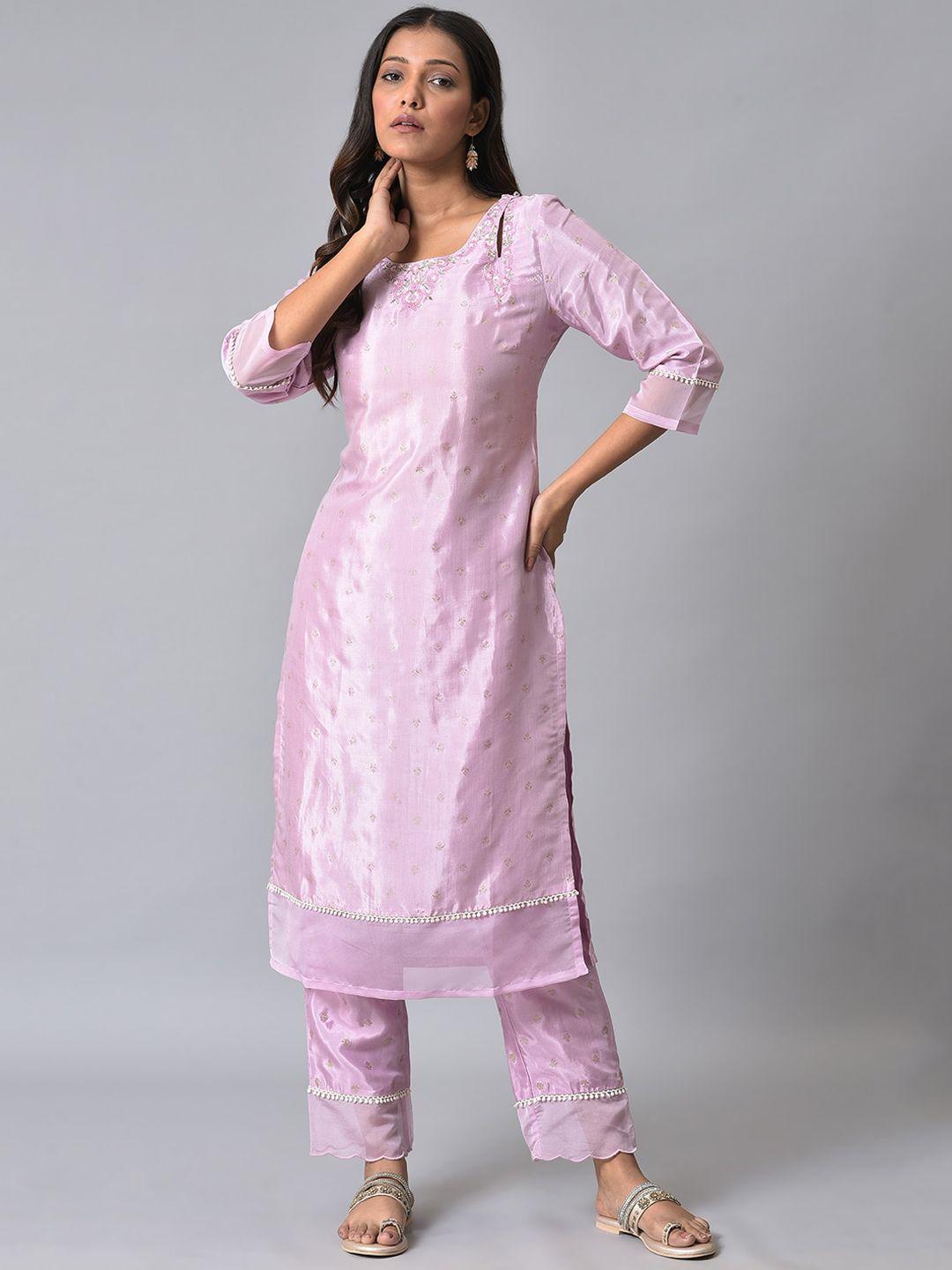 w floral embroidered straight kurta