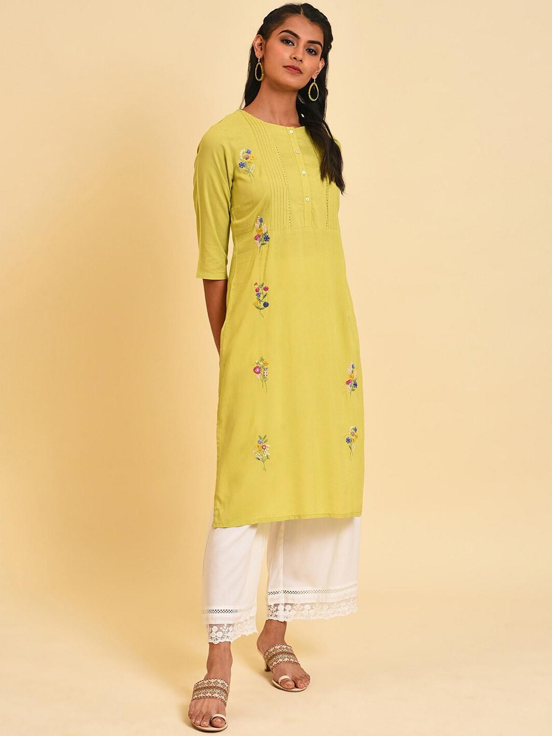 w floral embroidered thread work kurta with palazzos