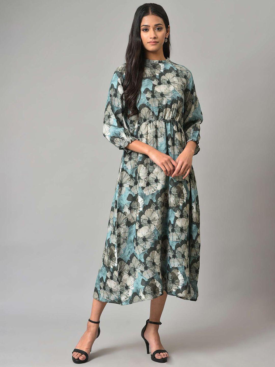 w floral midi cotton dress