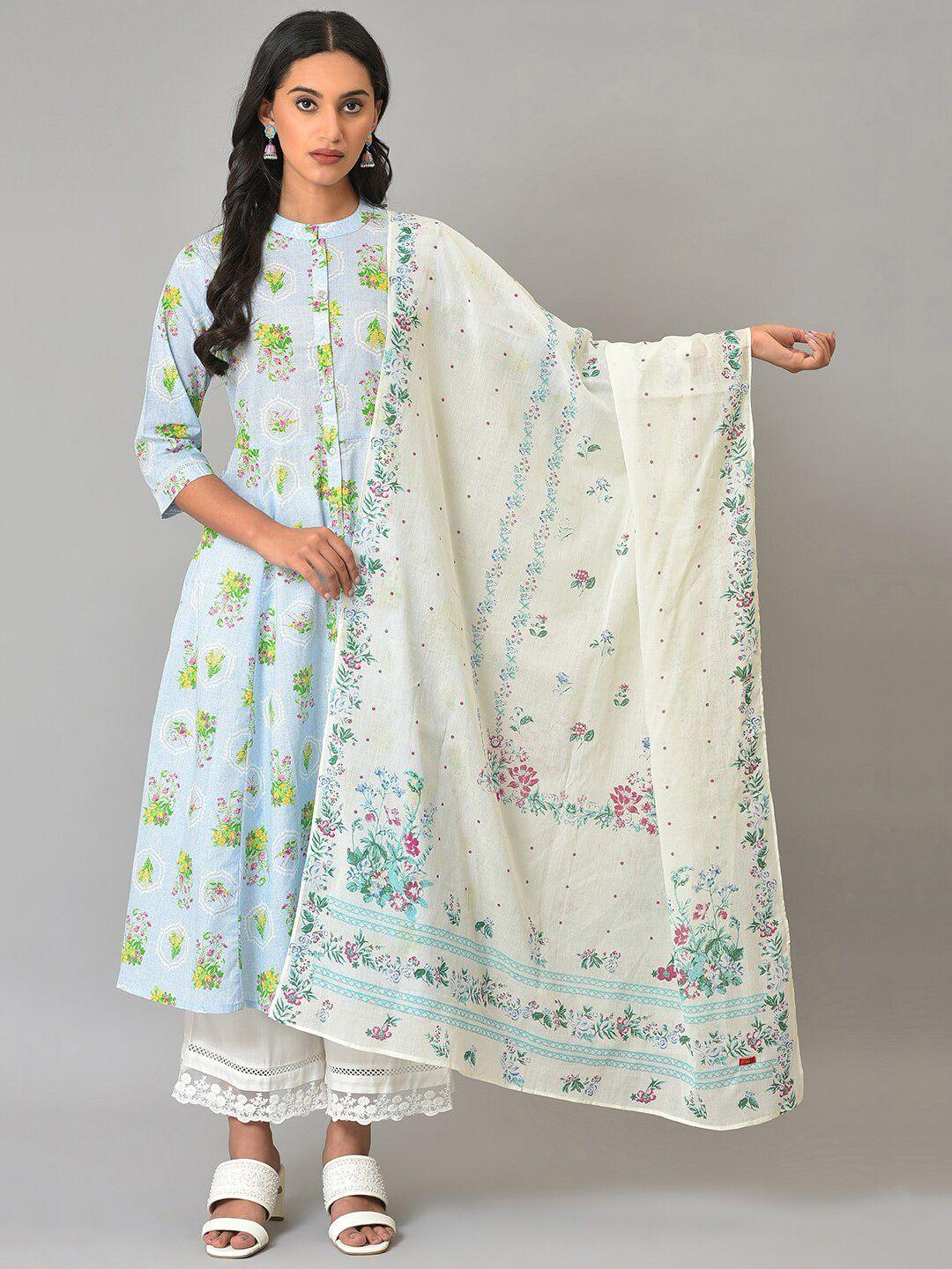 w floral printed cotton dupatta