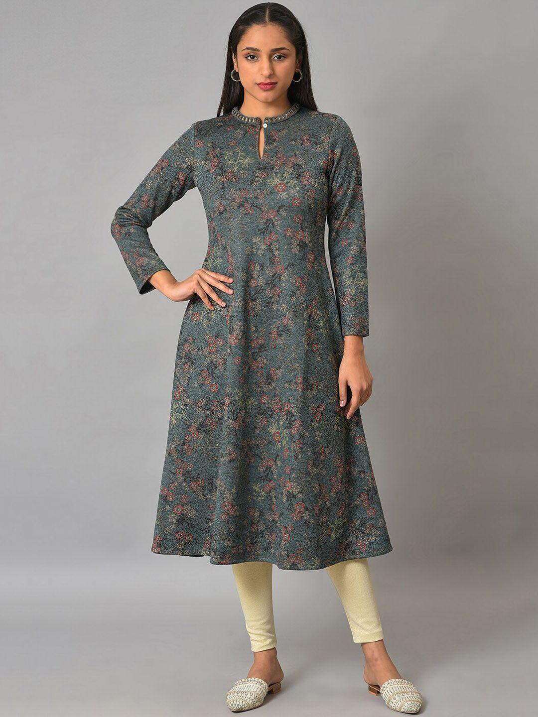 w floral printed keyhole neck anarkali kurta