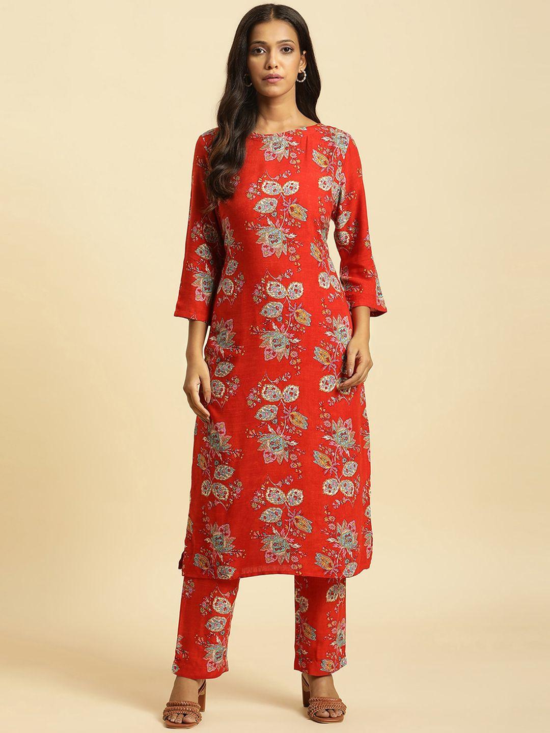 w floral printed kurta with trousers