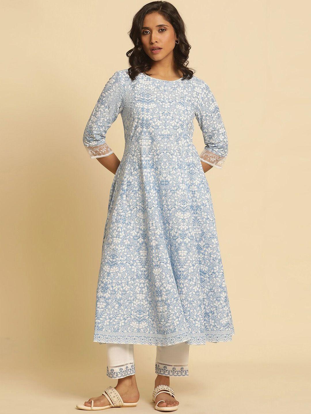 w floral printed pure cotton a-line kurta