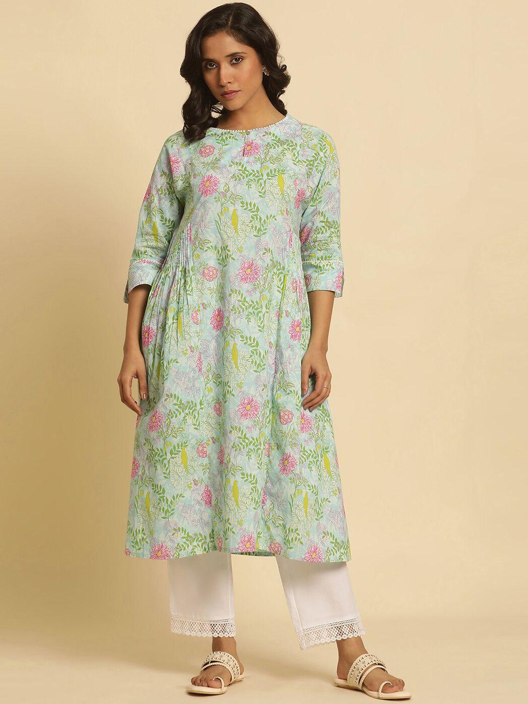 w floral printed pure cotton kurta