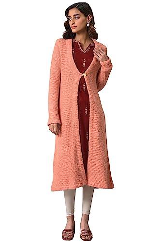 w for woman acrylic pink winter women cardigan sweater (22now40134-219566_apricot peach