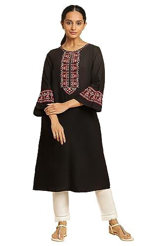 w for woman black a-line embroidered kurta_23auw19459-219559_s_8