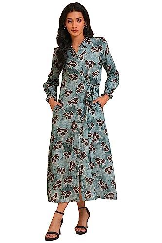 w for woman blue floral printed western full length dress_22now18477-119655_2xl