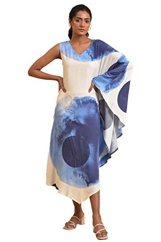 w for woman blue one-sided sleeve kaftan dress_23few18788-120813_xl_14