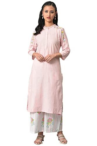 w for woman cotton solid regular kurta (23few18910-218672_light pink_12