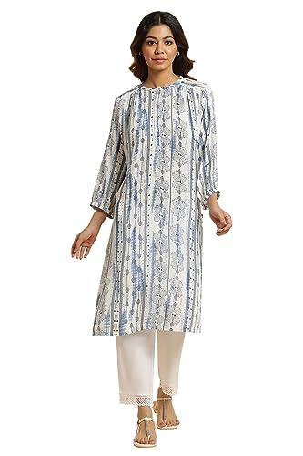 w for woman indigo blue abstract print kurta_23auw19907-121806_l