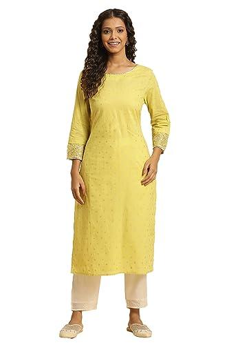 w for woman lime yellow embroidered festive kurta_23auw10275-119887_xl