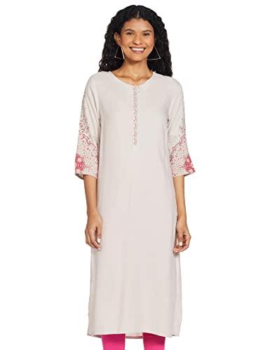 w for woman paisley printed straight kurta | lightweight round neck kurta for women | paisley printed kurta for women | soft & breathable regular fit kurta for women