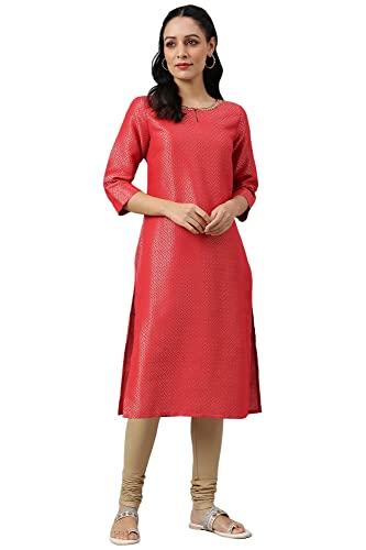 w for woman red geometric print dobby kurta_22auw12748-312685_s