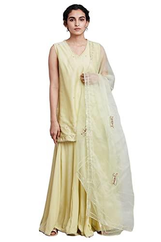 w for woman women's cotton blend kurta, sharara, dupatta (21mafs11081-920147_light green_l)