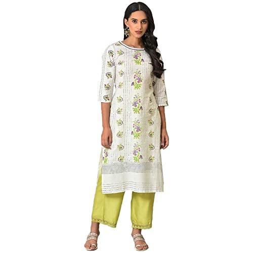 w for woman women's cotton blend regular fit kurta (23few18915-119814_ecru_xl)