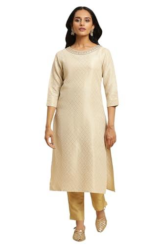 w for woman women's cotton solid regular kurta (23auw12748-313365_ecru