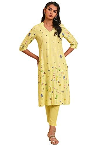 w for woman women's rayon kurta & slim pant (23fews18926-120283_lettuce green_14)