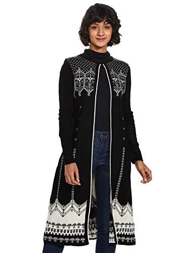 w for woman women's synthetic cardigan (19now40036-212128_black_wm(m))