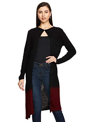 w for woman women's synthetic cardigan (19now40042-212157_black_ws(s))