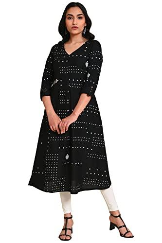 w for woman women's viscose kurta & tight (23fews18701-120111_black