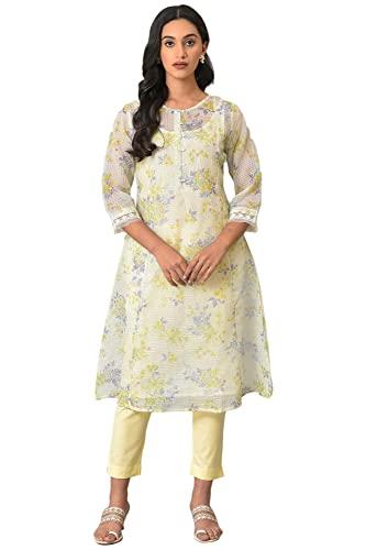 w for women plus size ecru floral printed kota jacket with sleeveless inner kurta_23few18437g-119554_4xl