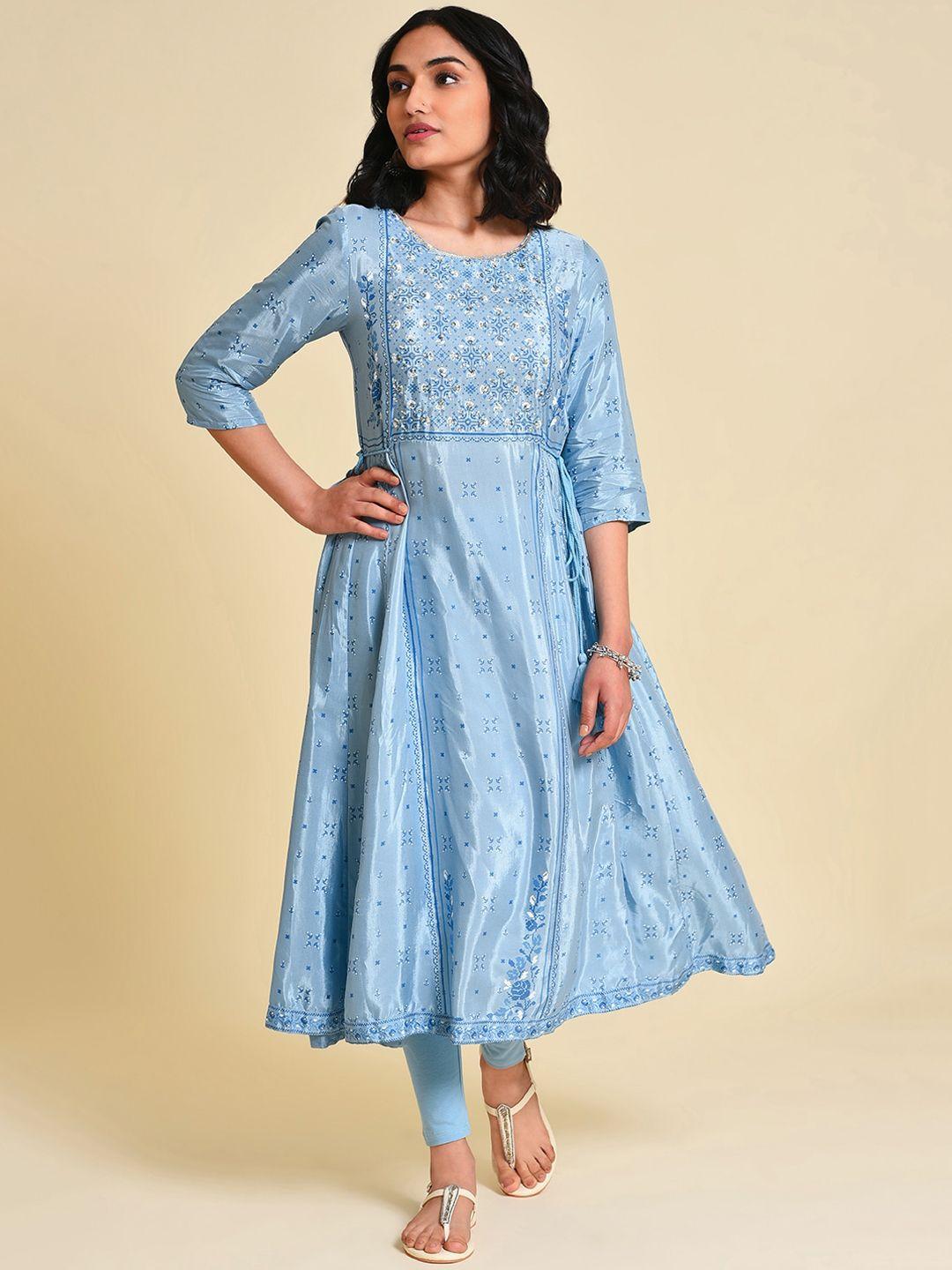 w geometric printed sequins anarkali kurta