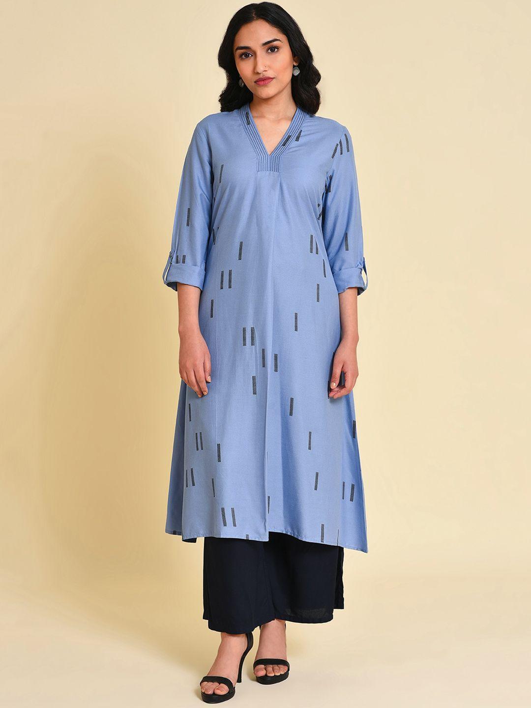 w geometric printed v-neck anarkali kurta