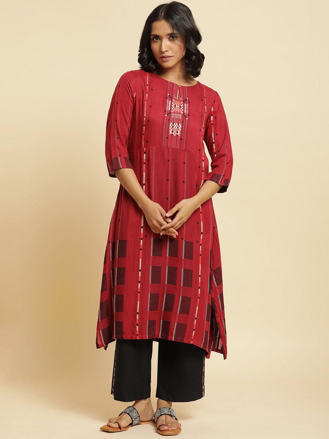 w geometric woven design regular kurta with trousers