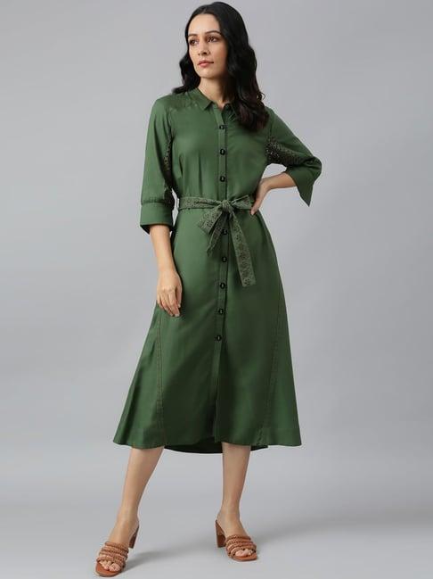 w green a-line dress