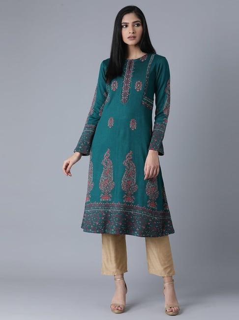 w green embellished a line kurta