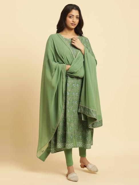 w green printed dupatta