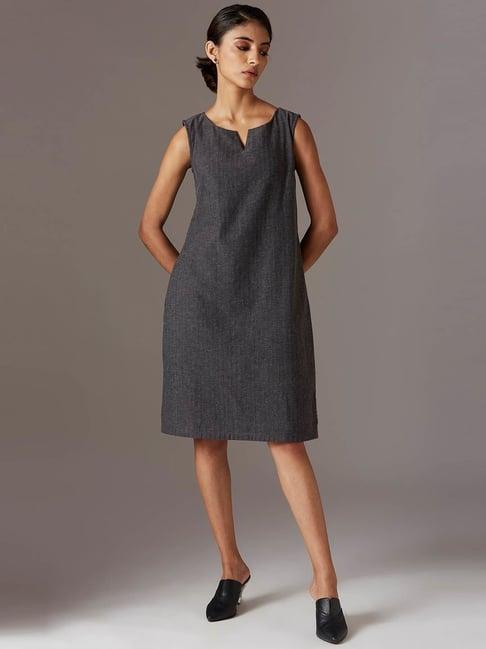 w grey cotton a-line dress