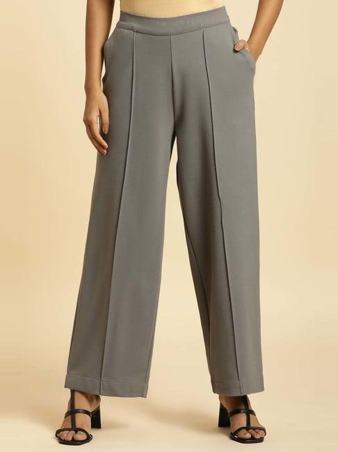 w grey regular fit pants