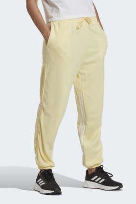 w hyglm pt solid cotton women's casual wear track pants - yellow