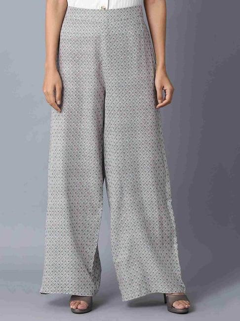 w light grey printed palazzos