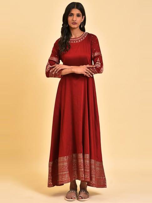 w maroon embroidered maxi dress