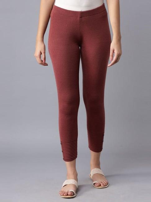 w maroon skinny fit leggings