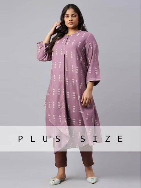 w mauve printed a line kurta