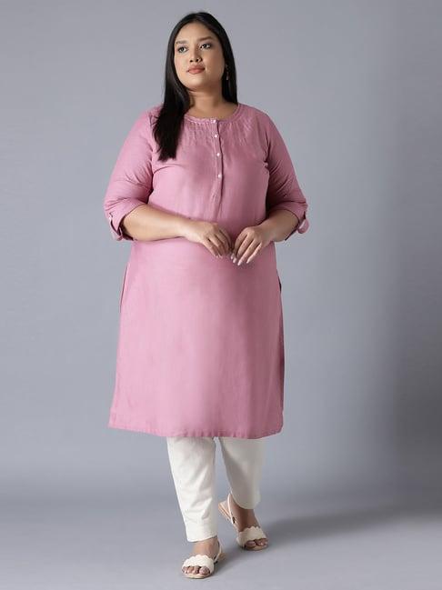 w mauve straight kurta