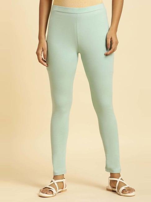 w mint green regular fit leggings