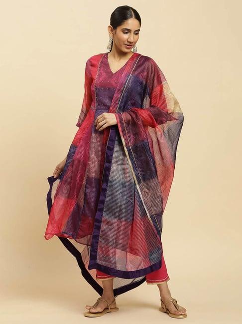 w multicolor ikat dupatta