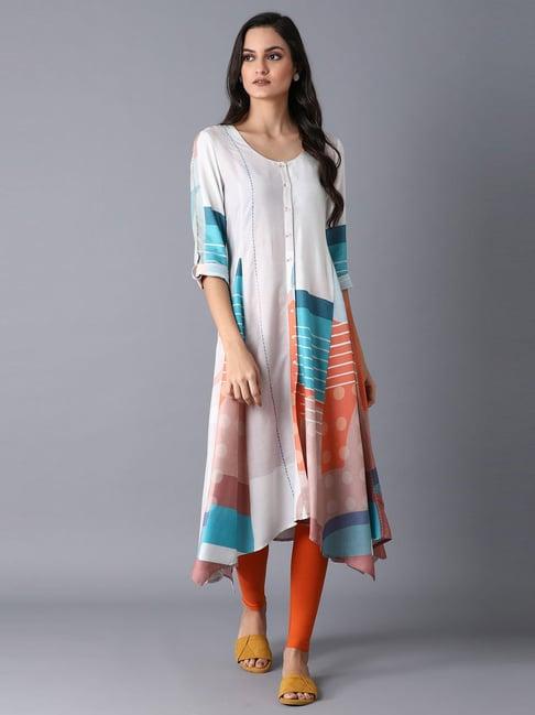 w multicolor printed straight kurta