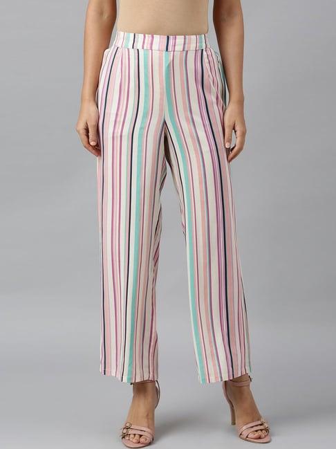 w multicolored striped pants