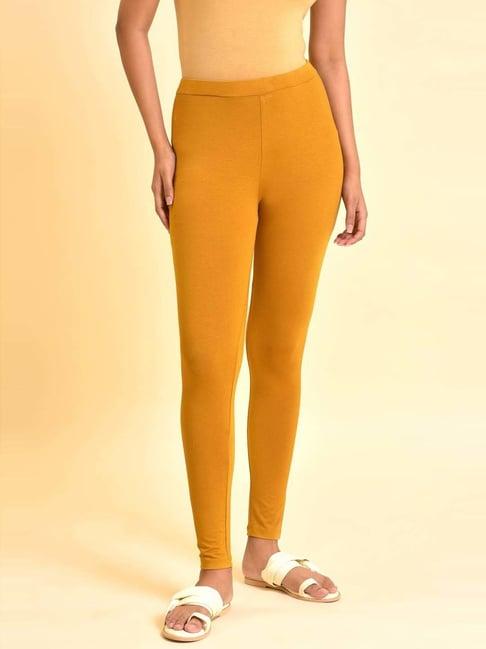 w mustard plain leggings