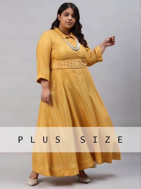 w mustard polka dots maxi dress