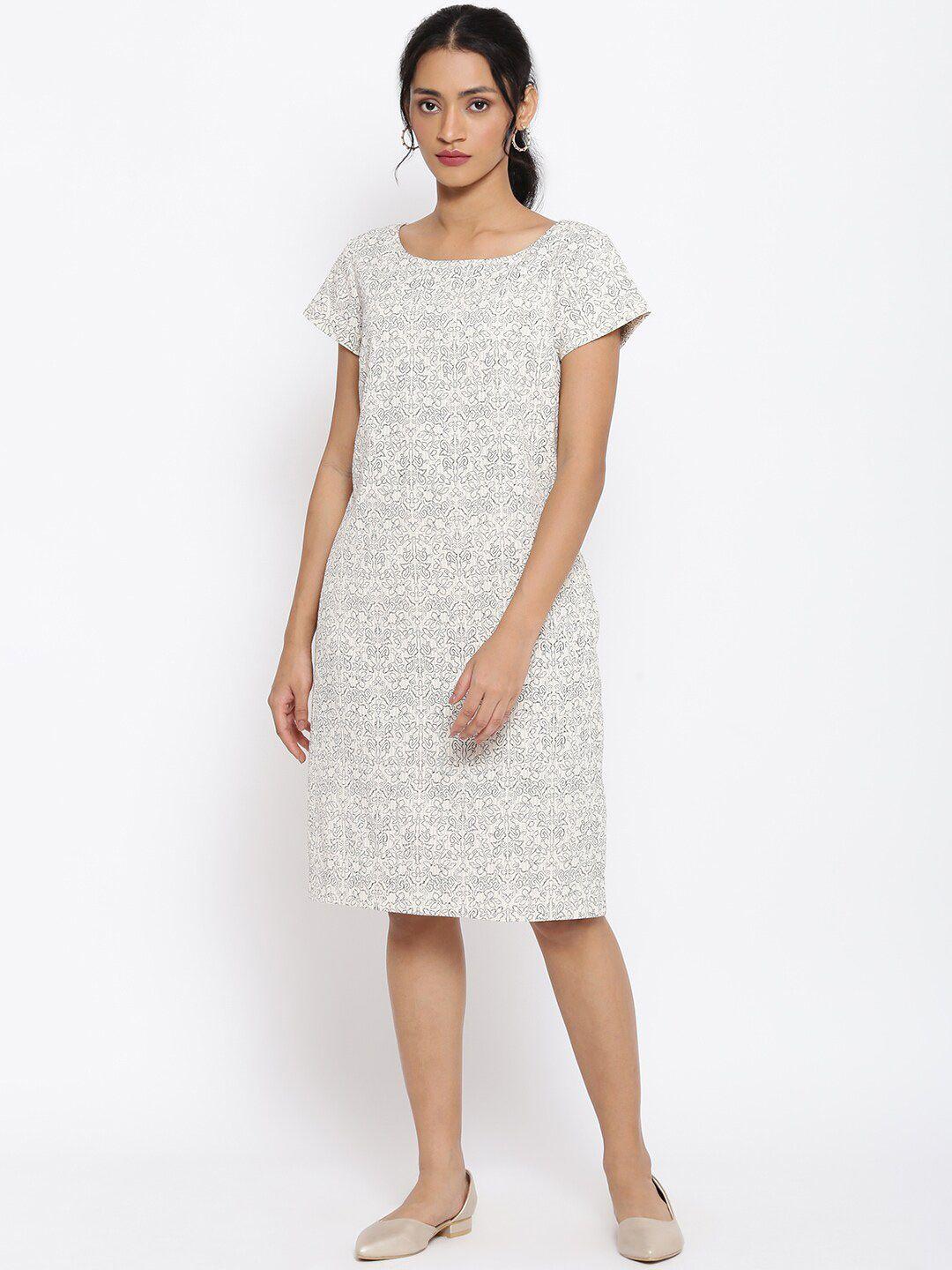 w off white ethnic motifs sheath dress