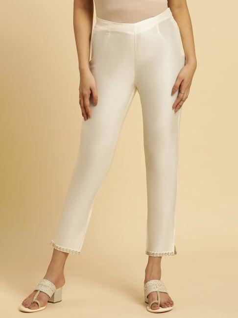 w off-white plain slim pants