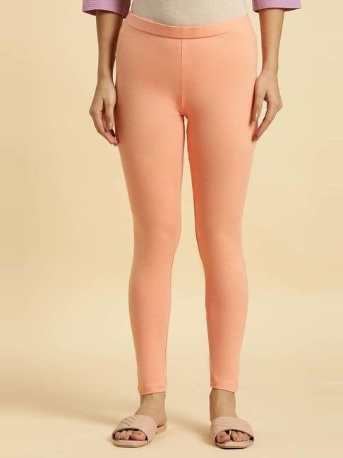 w orange regular fit leggings