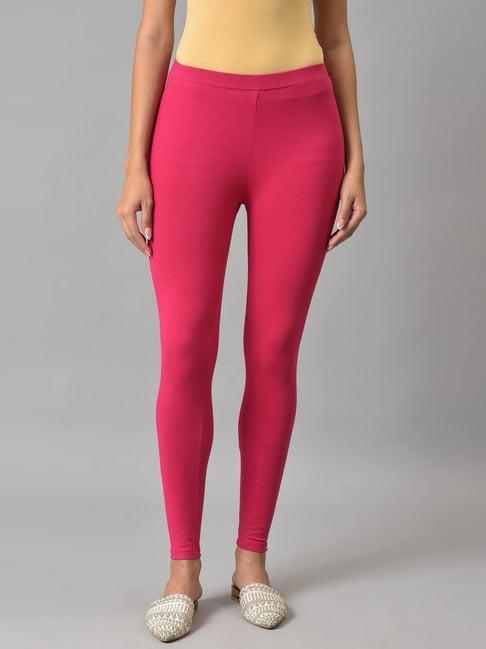 w pink cotton skinny fit leggings