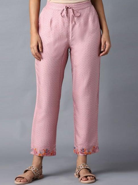 w pink floral print pants